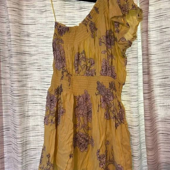 open lace back dress Sky to Moon Pink/Yellow/Orange Floral Side and Back Cut Outs Halter Dress-  Size M